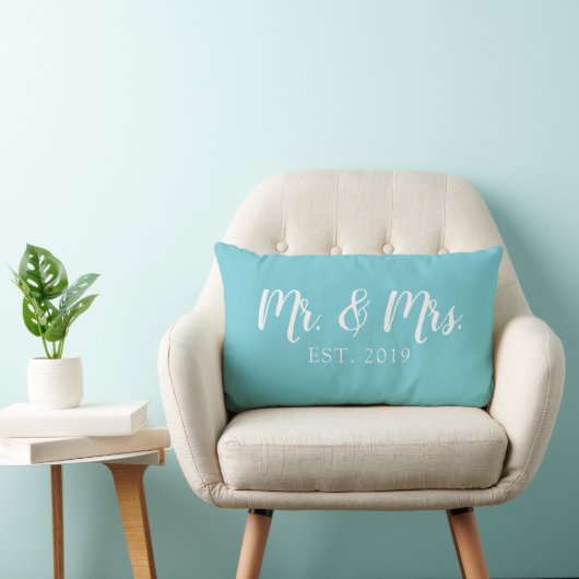 Mr. and Mrs. Script Established Wedding Pillow Lendenkissen (Stuhl )