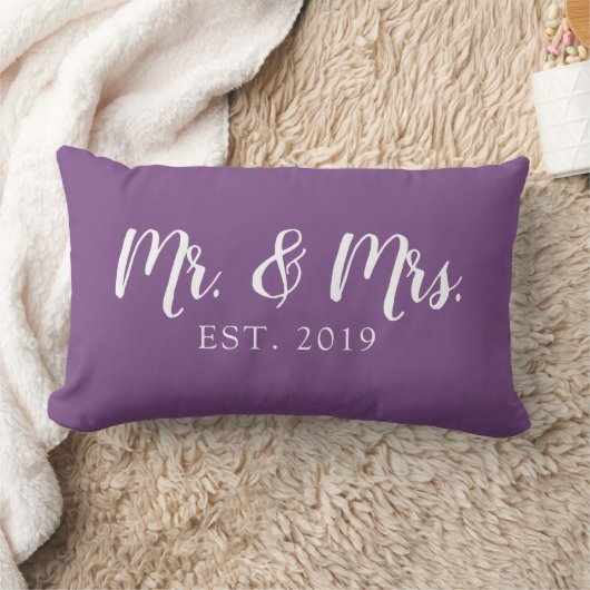 Mr. and Mrs. Script Established Wedding Pillow Lendenkissen (Decke)
