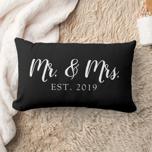 Mr. and Mrs. Script Established Wedding Pillow Lendenkissen (Decke)