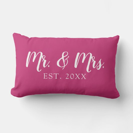Mr. and Mrs. Script Established Wedding Pillow Lendenkissen (Vorderseite)