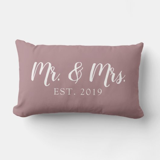 Mr. and Mrs. Script Established Wedding Pillow Lendenkissen (Vorderseite)