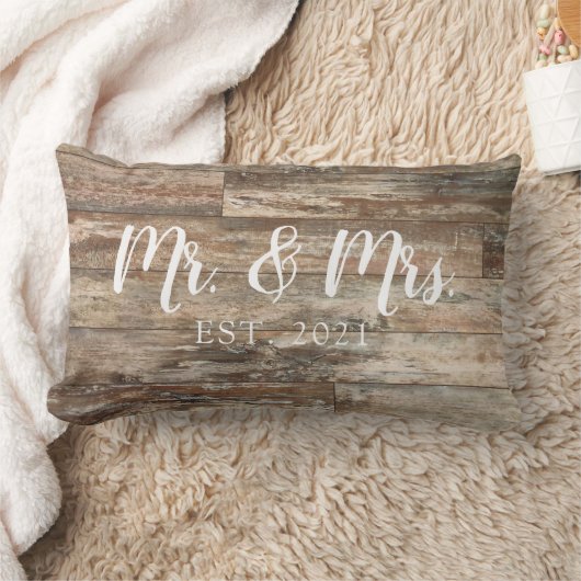 Mr. and Mrs. Script Established Wedding Pillow Lendenkissen (Decke)