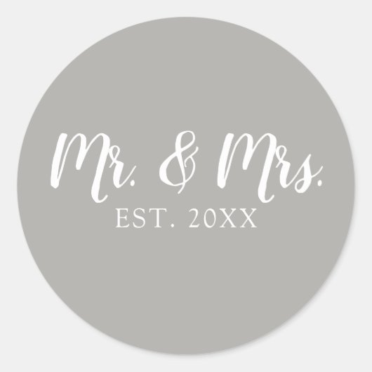 Mr. and Mrs. Script Established Wedding Runder Aufkleber (Vorderseite)