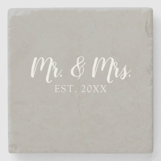 Mr. and Mrs. Script Established Wedding Steinuntersetzer (Vorderseite)