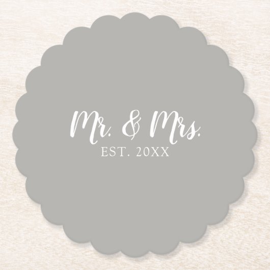 Mr. and Mrs. Script Established Wedding Untersetzer (Vorderseite)