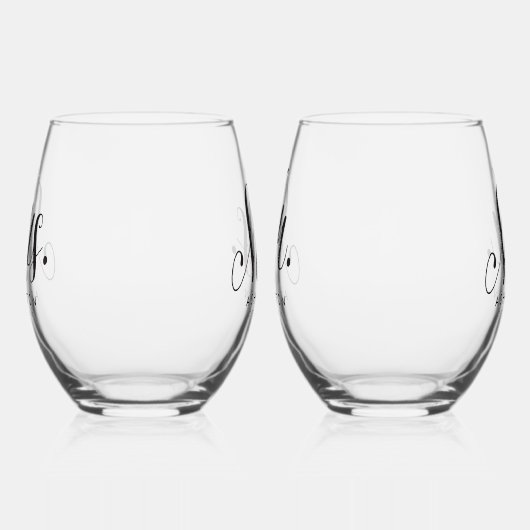 Mr. and Mrs. script frisch personalisiert schwarz Weinglas Ohne Stiel (Links)