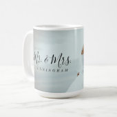 Mr. and Mrs. Script Monogram Wedding Foto Kaffeetasse (Vorderseite Links)