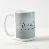 Mr. and Mrs. Script Monogram Wedding Foto Kaffeetasse (Links)