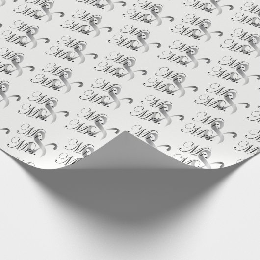 Mr. and Mrs. Script Schriftart - Hochzeit / Jahres Geschenkpapier (Ecke)