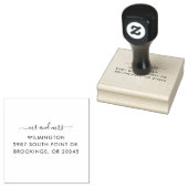 Mr. and Mrs. Script Wedding Rücksendeadresse Gummistempel (Stempel)