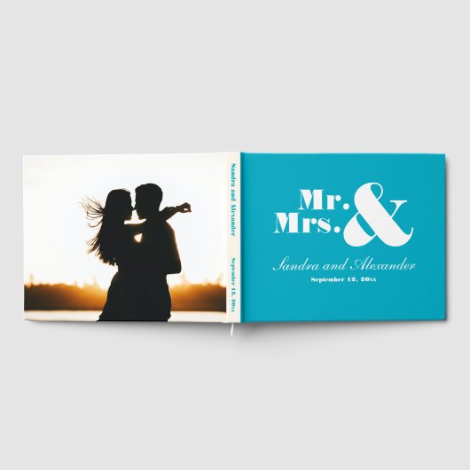 Mr. and Mrs Simple Aquamarin Aqua Blue Gästebuch (Voll)