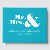 Mr. and Mrs Simple Aquamarin Aqua Blue Gästebuch (Vorderseite)