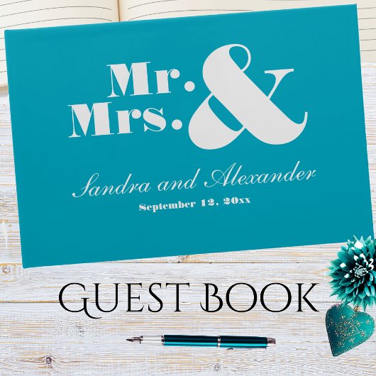 Mr. and Mrs Simple Aquamarin Aqua Blue Gästebuch