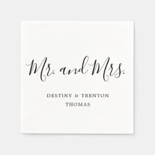 Mr. and Mrs Simple Elegant Script Wedding Serviette