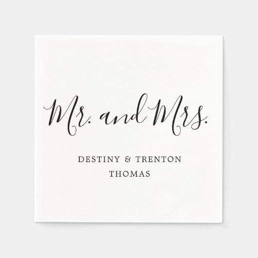 Mr. and Mrs Simple Elegant Script Wedding Serviette (Vorderseite)