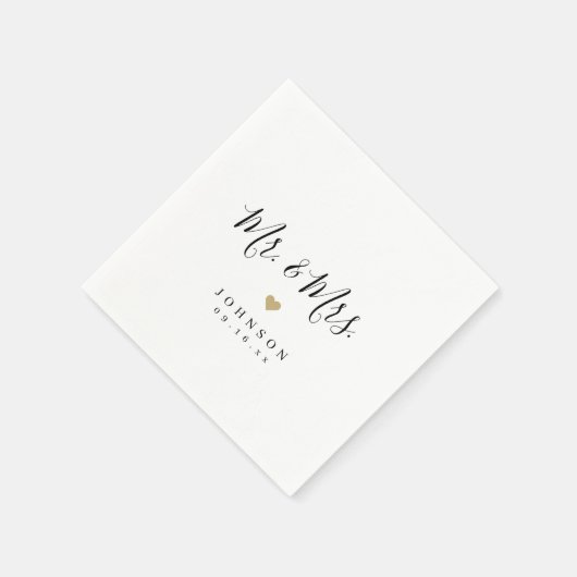 Mr. and Mrs. simple elegante Skripthochzeit Serviette (Ecke)