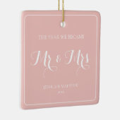 Mr. and Mrs Simple Minimalistisch Pink Newlywed Co Keramikornament (Rechts)