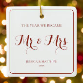 Mr. and Mrs Simple Minimalistisch Red Newlywed Cou Keramikornament
