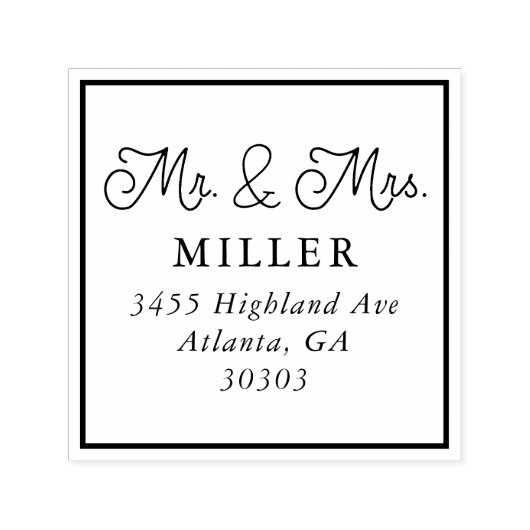 Mr. and Mrs Simple Script Rücksendeadresse Permastempel (Design)