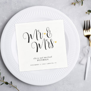 Mr. and Mrs. simple script Serviette