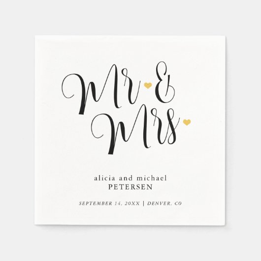 Mr. and Mrs. simple script Serviette (Vorderseite)
