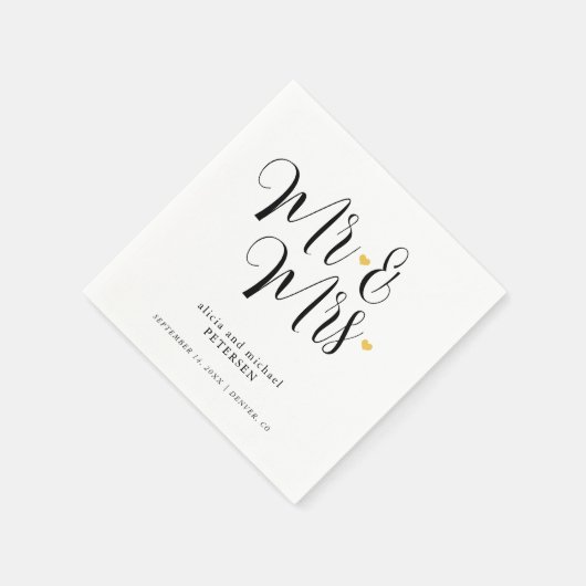 Mr. and Mrs. simple script Serviette (Ecke)