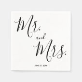 Mr. and Mrs Simple Script Wedding Napkins Serviette (Vorderseite)