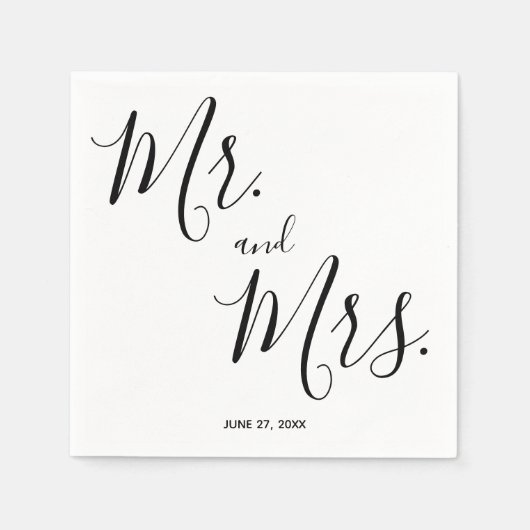 Mr. and Mrs Simple Script Wedding Napkins Serviette (Vorderseite)