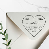 Mr and Mrs Trendy Heart Modern Script Typography Gummistempel