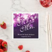 Mr. and Mrs Trendy Lila Glitzer Sparkle Wedding Serviette (Beispiel)