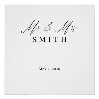 Mr and Mrs Wedding Backdrop Banner | Elegant  Poster