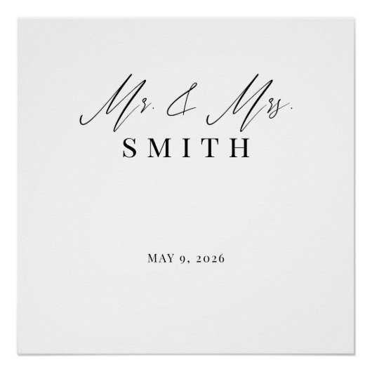 Mr and Mrs Wedding Backdrop Banner | Elegant  Poster (Vorderseite)