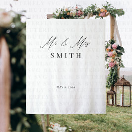 Mr and Mrs Wedding Backdrop Banner | Elegant  Wandteppich