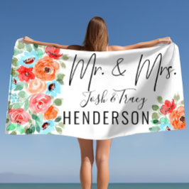 Mr. and Mrs. Wedding Bride and Groom Personalisier Strandtuch