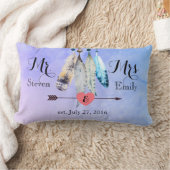 Mr. and Mrs Wedding Date Wasserfarbe Federn Lendenkissen (Decke)