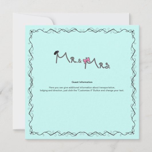 Mr. and Mrs. Wedding Mint Information Card Einladung (Vorderseite)