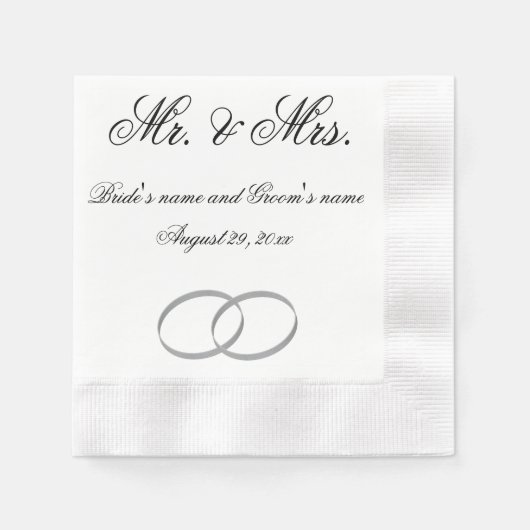 Mr. and Mrs. wedding napkin - anpassbar Serviette (Vorderseite)