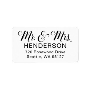 Mr. and Mrs. Wedding Newlywed Return Address Label Adressaufkleber
