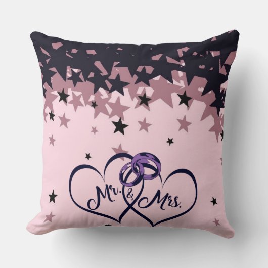 Mr and Mrs Wedding Throw Pillow with Star Backgrou Kissen (Vorderseite)