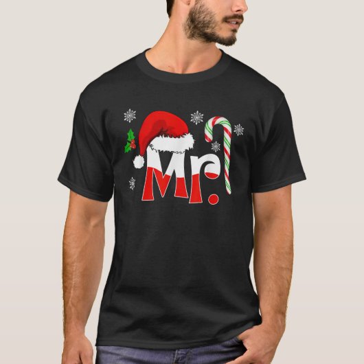 Mr. And Mrs. Weihnachtsmannmütze Paares Matching C T-Shirt (Vorderseite)