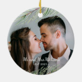 Mr and Mrs with Year and Foto Christmas Keramik Ornament (Hinten)