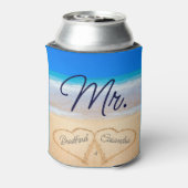 Mr. Beach Wedding Hearts in Sand Dosenkühler (Kanne Rückseite)