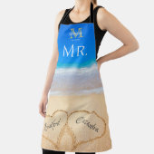Mr Beach Wedding Hearts in Sand Family Monogram Schürze (InSitu)
