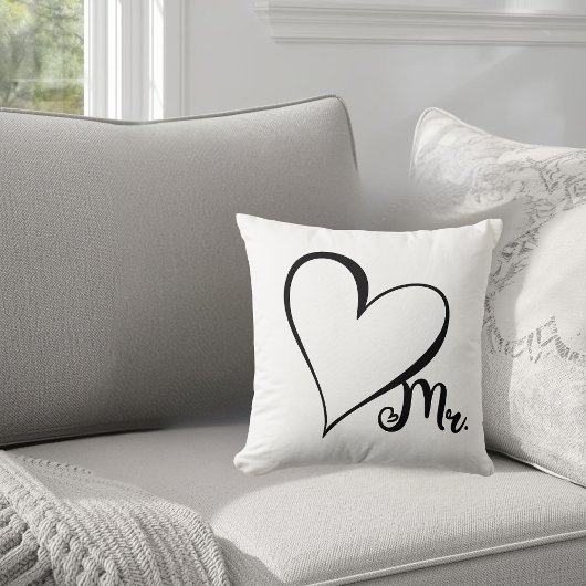 Mr. Black Heart Throw Pillow Kissen
