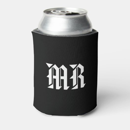 MR Black & White Name Monogram Initials Dosenkühler (Kanne Rückseite)