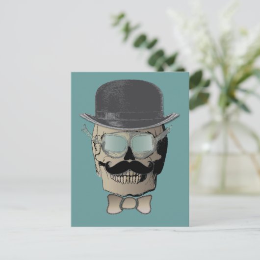 Mr. Bones Steam Punk Time Traveler Postkarte (Stehend Vorderseite)