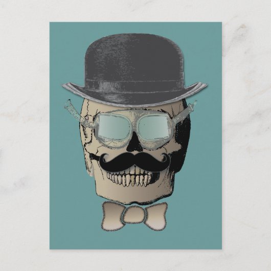 Mr. Bones Steam Punk Time Traveler Postkarte (Vorderseite)