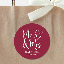 Mr. Burgundy Wedding Runder Aufkleber
