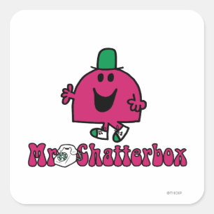 Mr. Chatterbox-Logo & Telefon Quadratischer Aufkleber