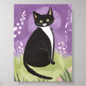 Mr. Chonk | Tuxedo Cat Purple Watercolor Poster (Vorne)